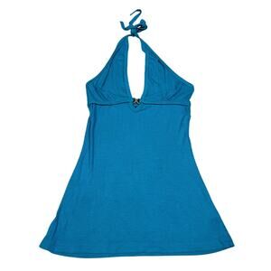 In Joy Clothing Womens Size M Y2K Blue Halter Neck Tank Top